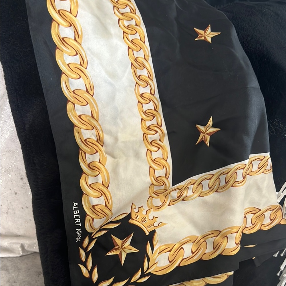 Albert Nipon Black And Gold Scarf - image 2